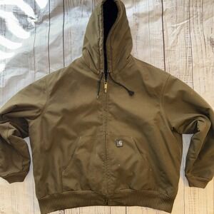 Carhartt J133 BRK Hooded Quilted Jacket Olive Green, Size 2XL Vintage 2004